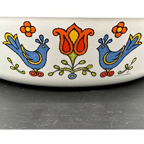 Vintage Corningware Pan Festival Pennsylvania Dutch Birds Sauce Skillet 1975 - Picture 7 of 10